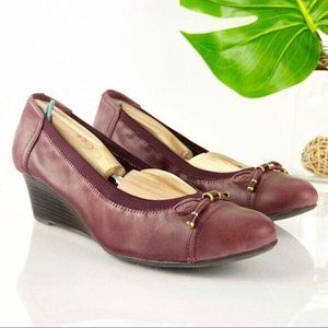 Lauren Ralph Lauren Women Shaylee Pump Wedge Size 9 Red Leather Slip On Comfy